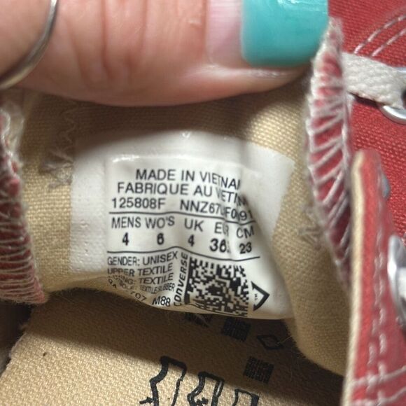 Converse Chuck Taylor All Star Low Red Sneakers 125808F Size W6 M4 - Picture 8 of 9